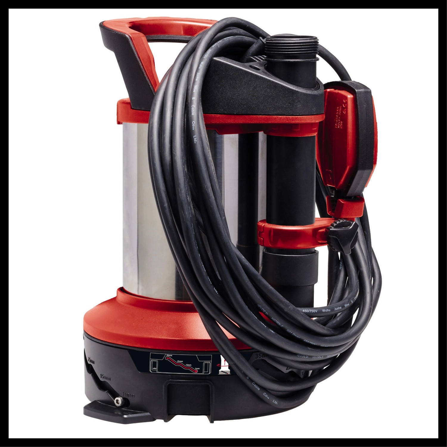 Einhell GE-DP 7535 N LL ECO Schmutzwasserpumpe aus Edelstahl mit Kabel und Schwimmerschalter.