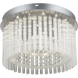 Moderne LED-Deckenleuchte JOYCE in Chrom mit Acryl und klaren Kristall-Akzenten.