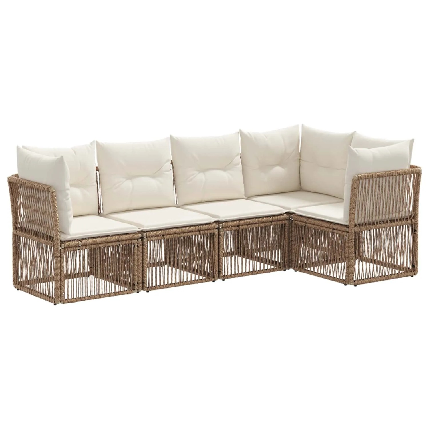 vidaXL Gartensofa-Set 5-Tlg Beige Poly-Rattan 3434217