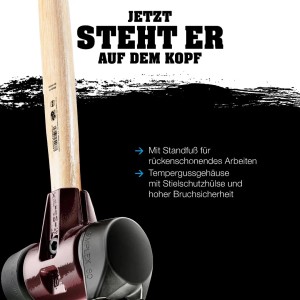 Halder Simplex Vorschlaghammer Ø 80 mm Gummi   TPE-soft Blau mit Standfuß und Termpergussgehäuse