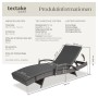 Tectake Aluminium Rattan Sonnenliege Océane Wetterfest und Uv Beständig 5 Fach Verstellbare Rückenlehne 190 x 71 x 74 50 cm Grau_6