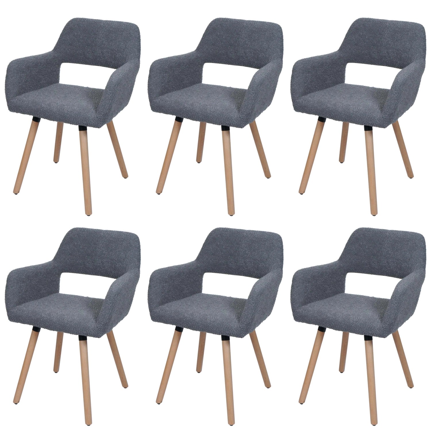 MCW Esszimmerstuhl A50 II 6er-Set Dunkelgrau Stoff/Textil Boucle 450g/m² günstig online kaufen