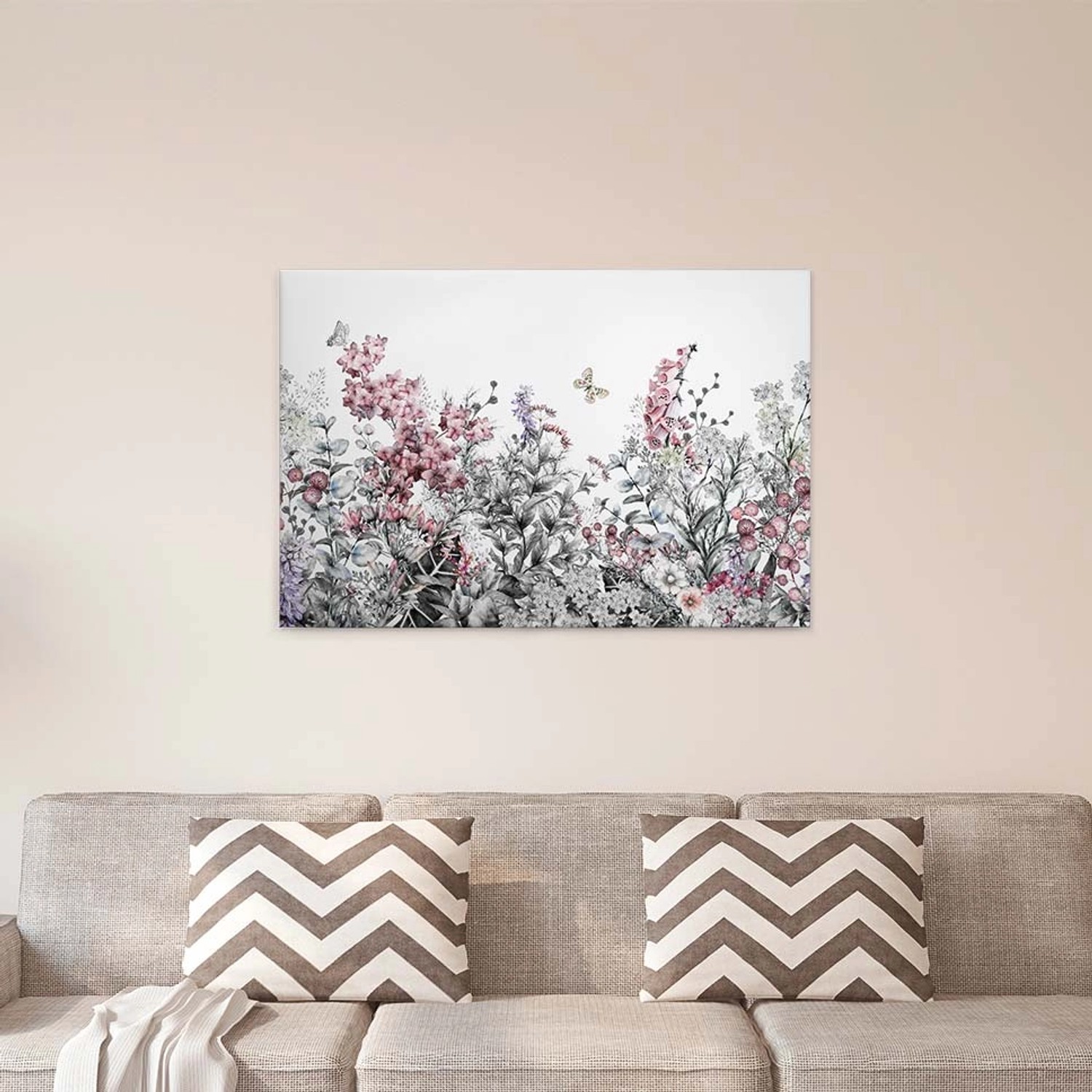 Bricoflor Leinwand Bild Mit Frühlingsblumen Und Schmetterling Blumenbild In günstig online kaufen