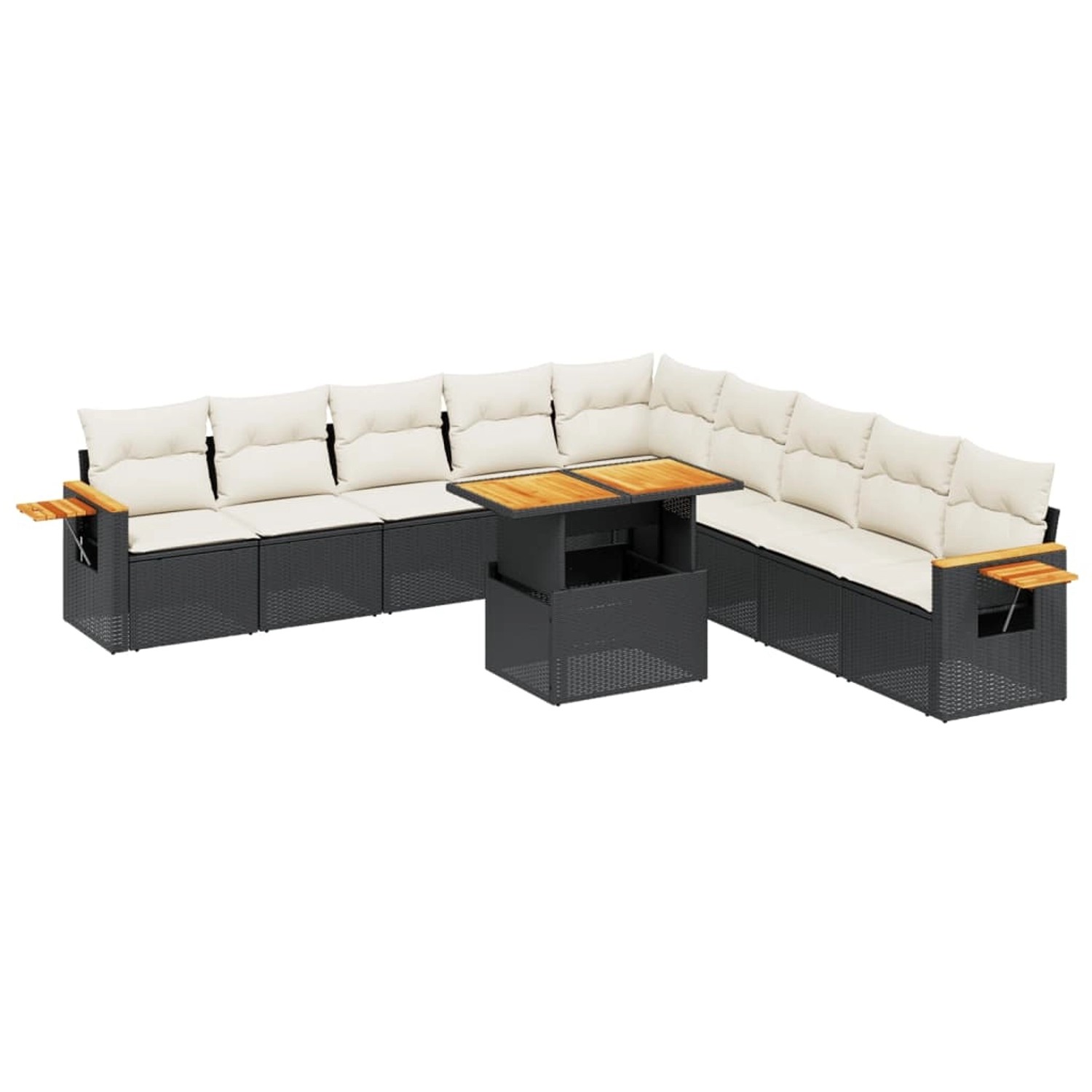 vidaXL 11-Tlg Garten-Sofagarnitur mit Kissen Schwarz Poly Rattan 3273702 günstig online kaufen