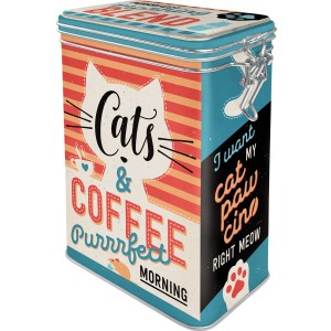 Nostalgic-Art Vorratsdose 'Cats & Coffee' mit Katzenmotiv und Stahlbügelverschluss.