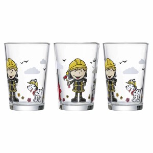 Ritzenhoff & Breker Kinderbecher Set, 3 Gläser mit Feuerwehrmann Bernie und Hund Rocky Motiven.