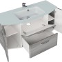 Pelipal Waschplatz Quickset 328, Graphit Struktur quer, 112 cm mit Glaswaschtisch und offenem Unterschrank.