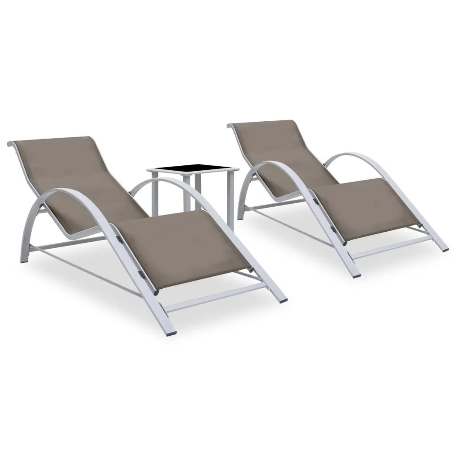Furnicato Sonnenliegen 2 Stk Mit Tisch Aluminium Taupe