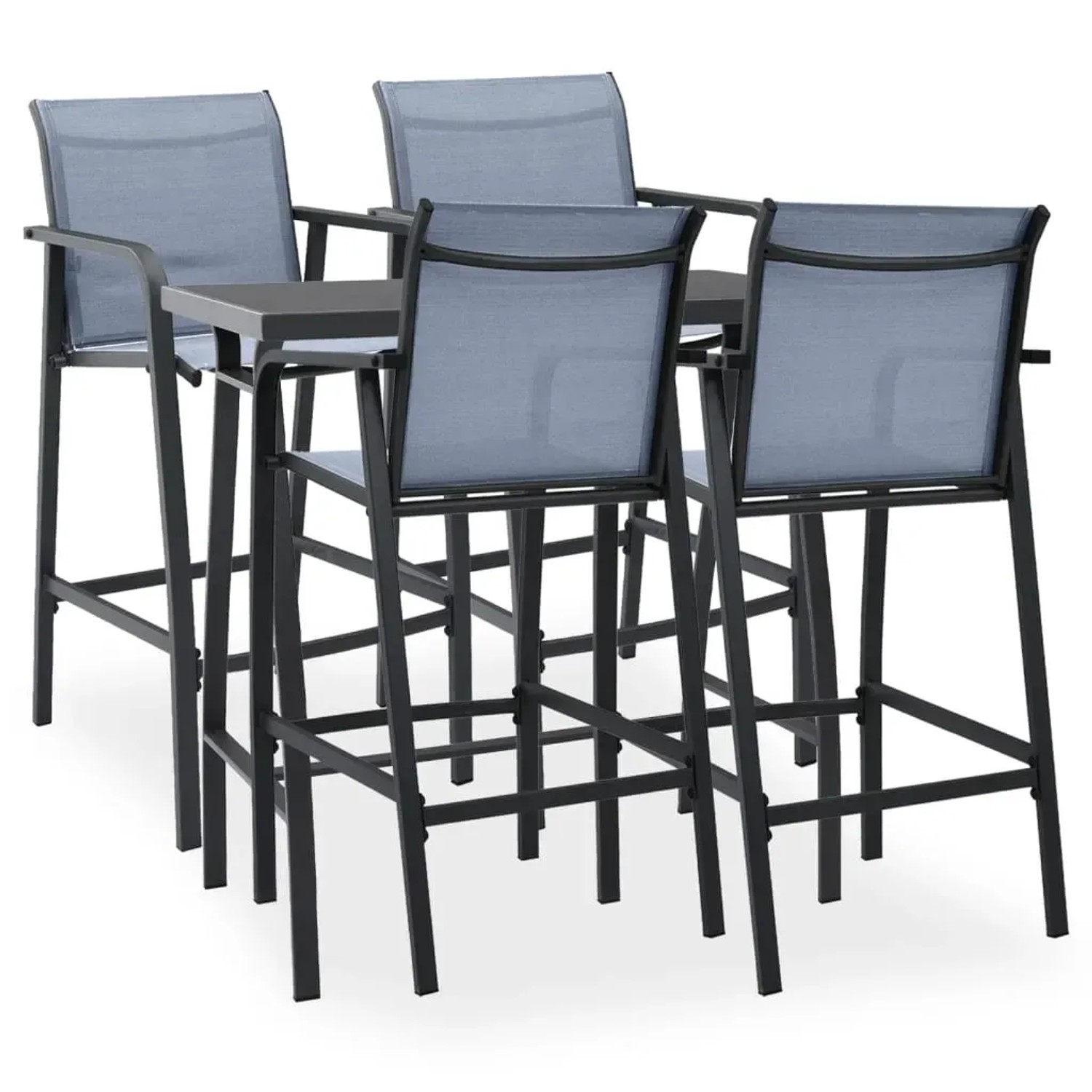 vidaXL 5-Tlg Gartenbar-Set Schwarz und Grau 3073577