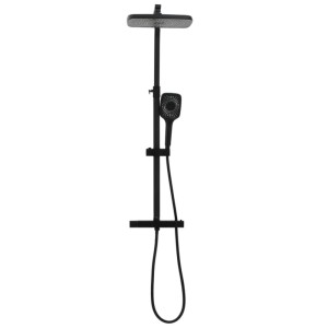 Schwarzes vidaXL Doppelkopf-Duschset mit Mischbatterie und Schlauch aus Messing.