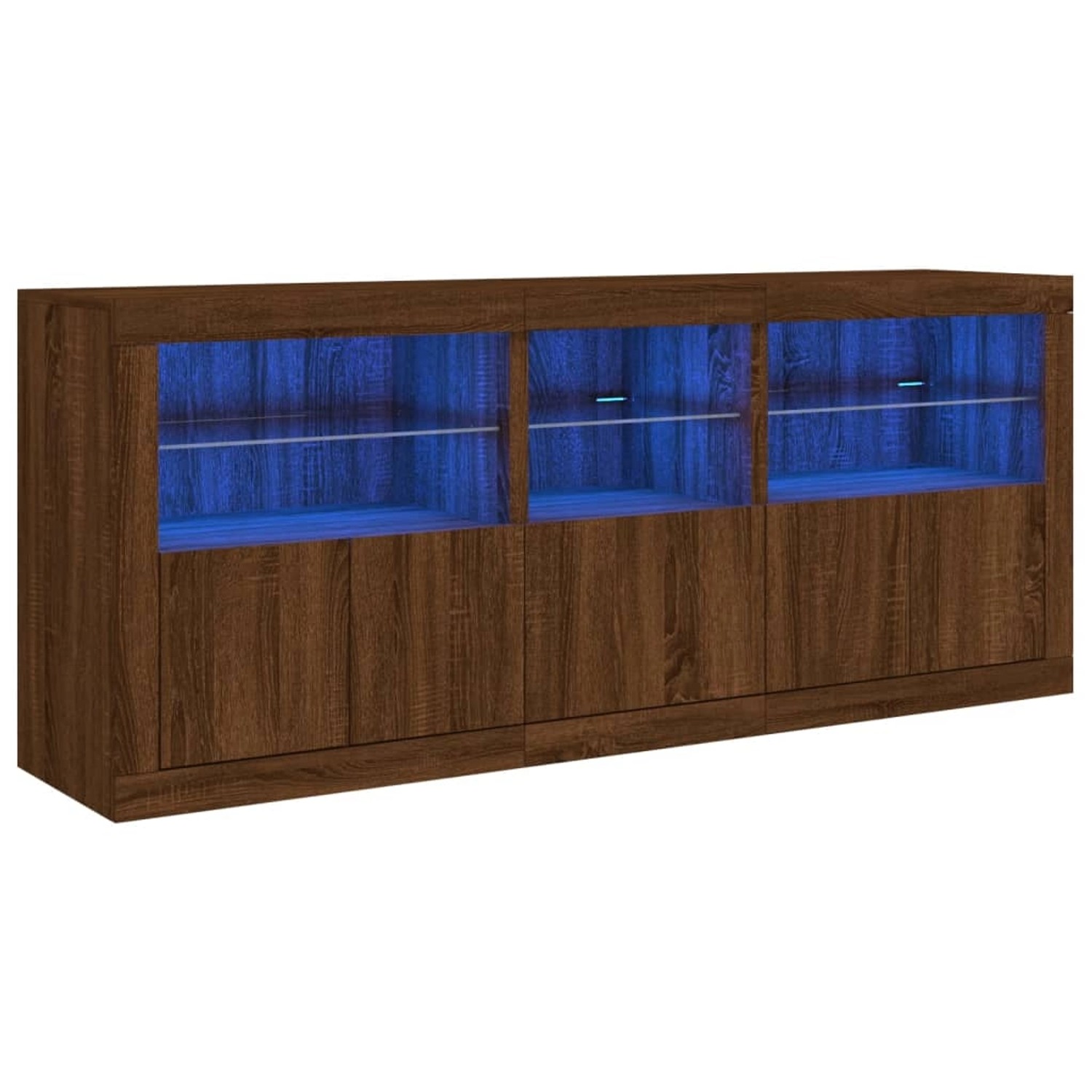 vidaXL Sideboard mit LED-Leuchten Braun Eichen-Optik 162x37x67 cm 3209001
