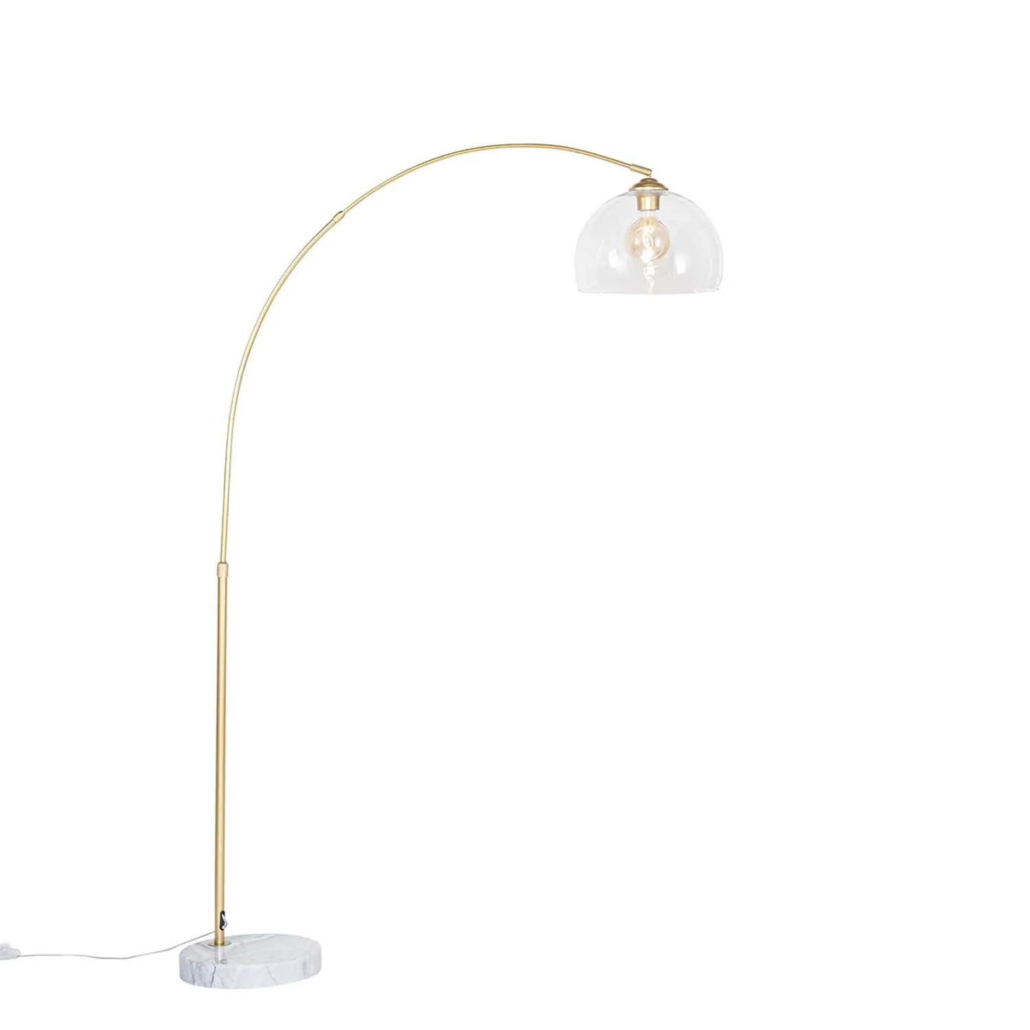 QAZQA Moderne Bogenlampe aus Messing mit Klarem Glas Arc