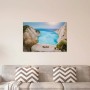 Türkisfarbenes Leinwandbild mit Strandmotiv als Wanddeko für Wohn- und Badezimmer.