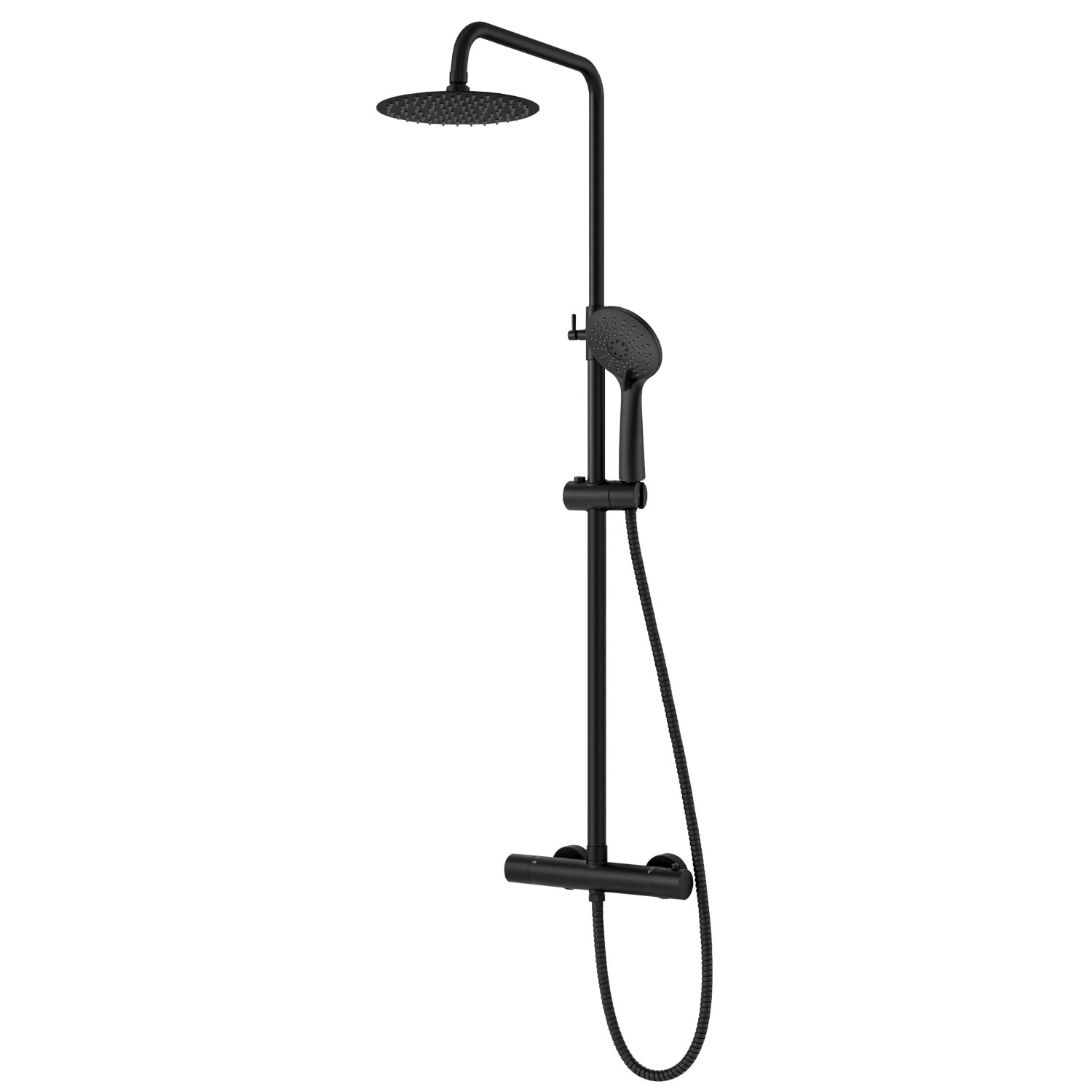 Duschspa Duschsystem Thermostat Regendusche Edelstahl rund Schwarz