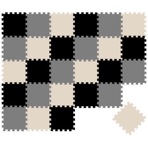 LittleTom Puzzlematte, 27-teiliges Set in Grau, Beige und Schwarz. Weiche Spielmatte für Babys und Kinder.