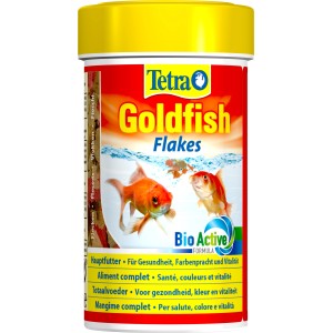 Tetra Goldfish Flakes Fischfutter, 100ml Dose mit Goldfisch-Motiv.