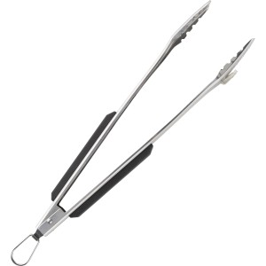 Landmann Grillzange Pure aus Edelstahl mit gummiertem Griff und Verschluss.