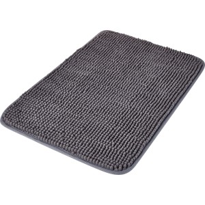 Dunkelgraue baliv Badematte (40x60 cm) aus Polyester mit Noppenstruktur.