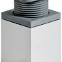 Eckiger Hettich Möbelfuß, 60-75 mm, Stahl in Aluminium-Optik, höhenverstellbar.
