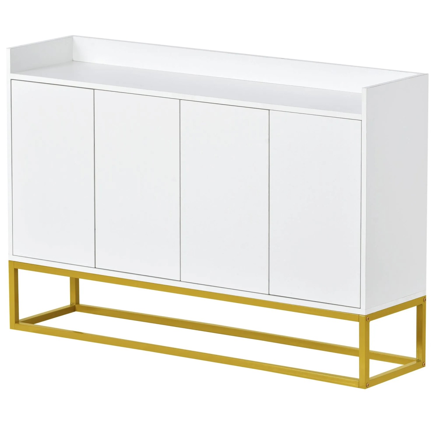 okwish Sideboard mit 4 Türen GriffloseTür Esszimmer 120x80x30cm Weiß