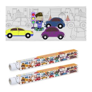 Relaxdays Ausmaltischdecke 2er Set Papier Weiß Selbstklebend Fahrzeuge 3 m