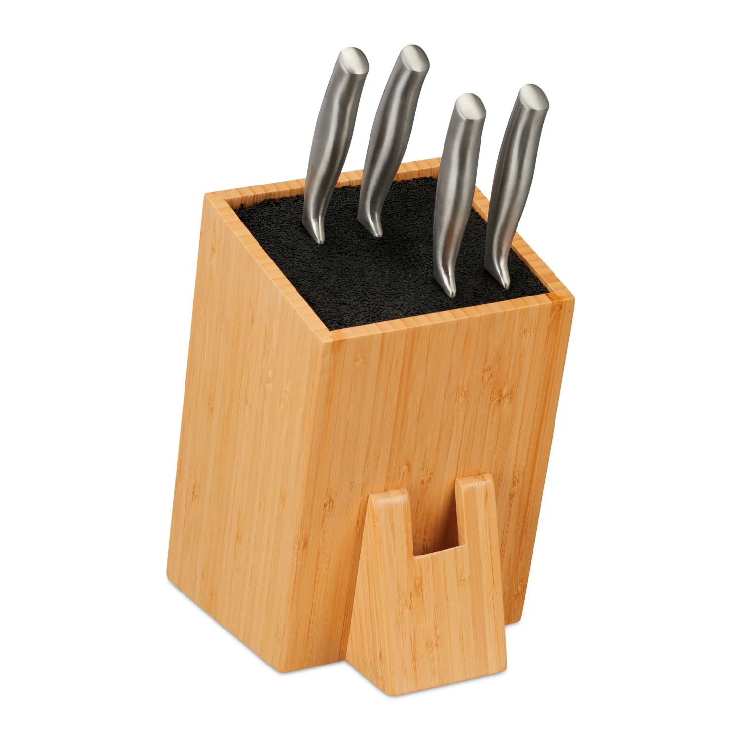 Relaxdays Messerblock Bambus Natur Unbestückt Rutschfest 25 cm x 14,5 cm x 22 cm 2,6 kg