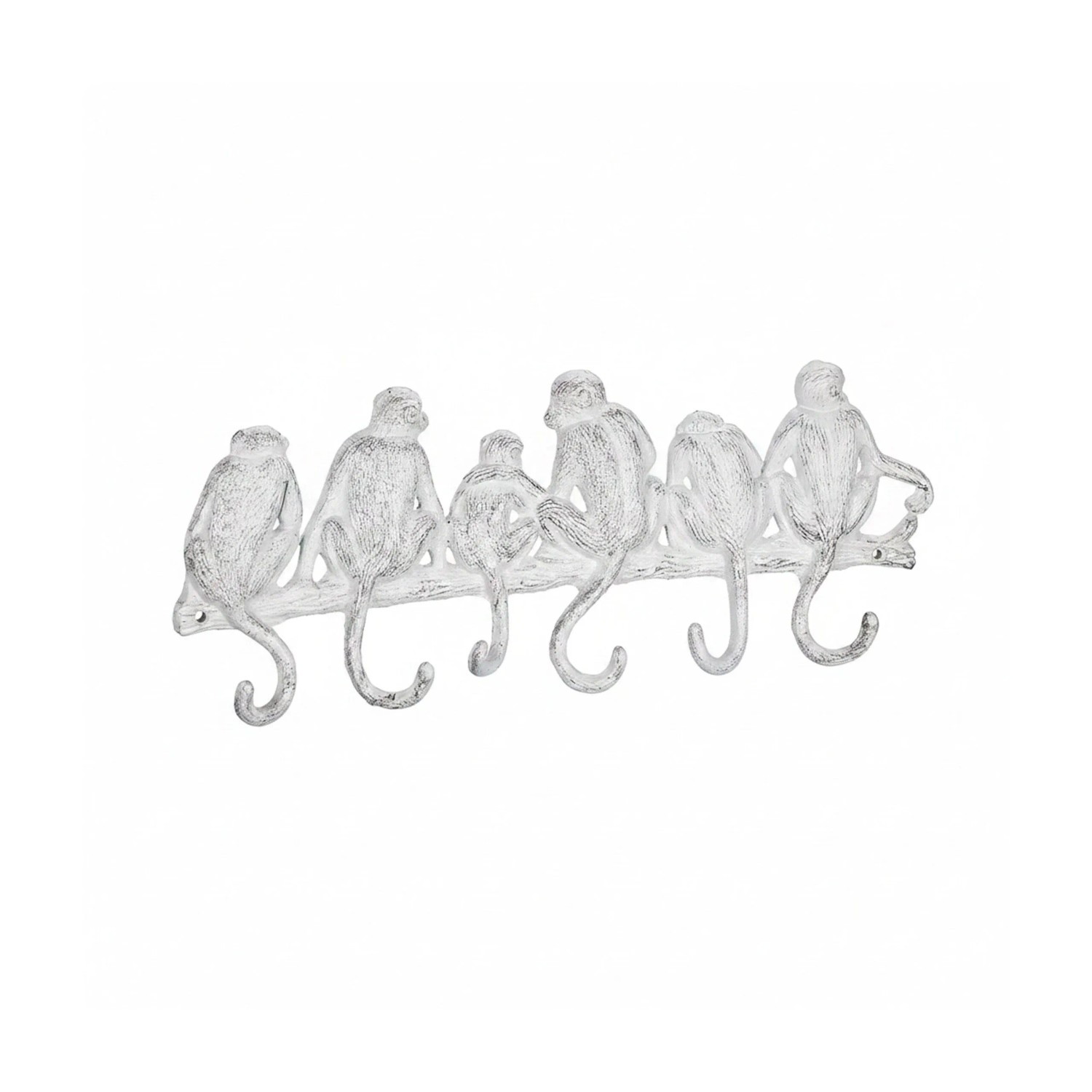 Relaxdays Garderobenleiste Gusseisen Weiß 6 Haken 14,5 cm x 36,5 cm x 4 cm 1,2 kg