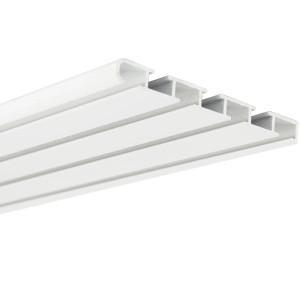 Weiße Bestlivings Vorhangschiene aus Aluminium, 4-läufig, 90 cm, für Gardinen und Vorhänge.