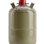 Grüne 11 kg Propan Eigentumsflasche (Füllung) mit rotem Verschluss für Grill, Heizung.