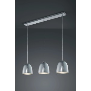 Silberne Trio Pendelleuchte Ontario, 3-flammig, für Wohnraumbeleuchtung.