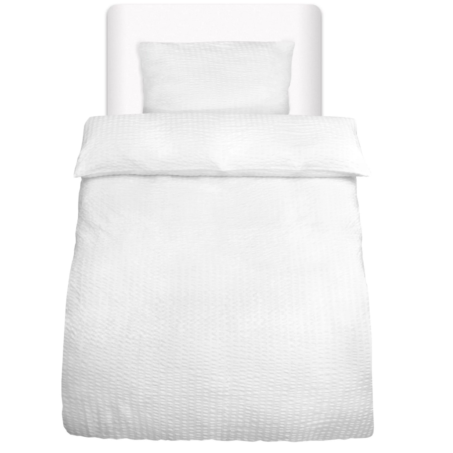 Beautissu 2tlg Seersucker Bettwäsche 135x200 cm & Kopfkissen 40x80 cm Weiß günstig online kaufen
