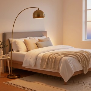 Relaxdays Stehlampe Metall Gold mit Fußschalter 180 cm x 92 cm x 35 cm 10,6 kg