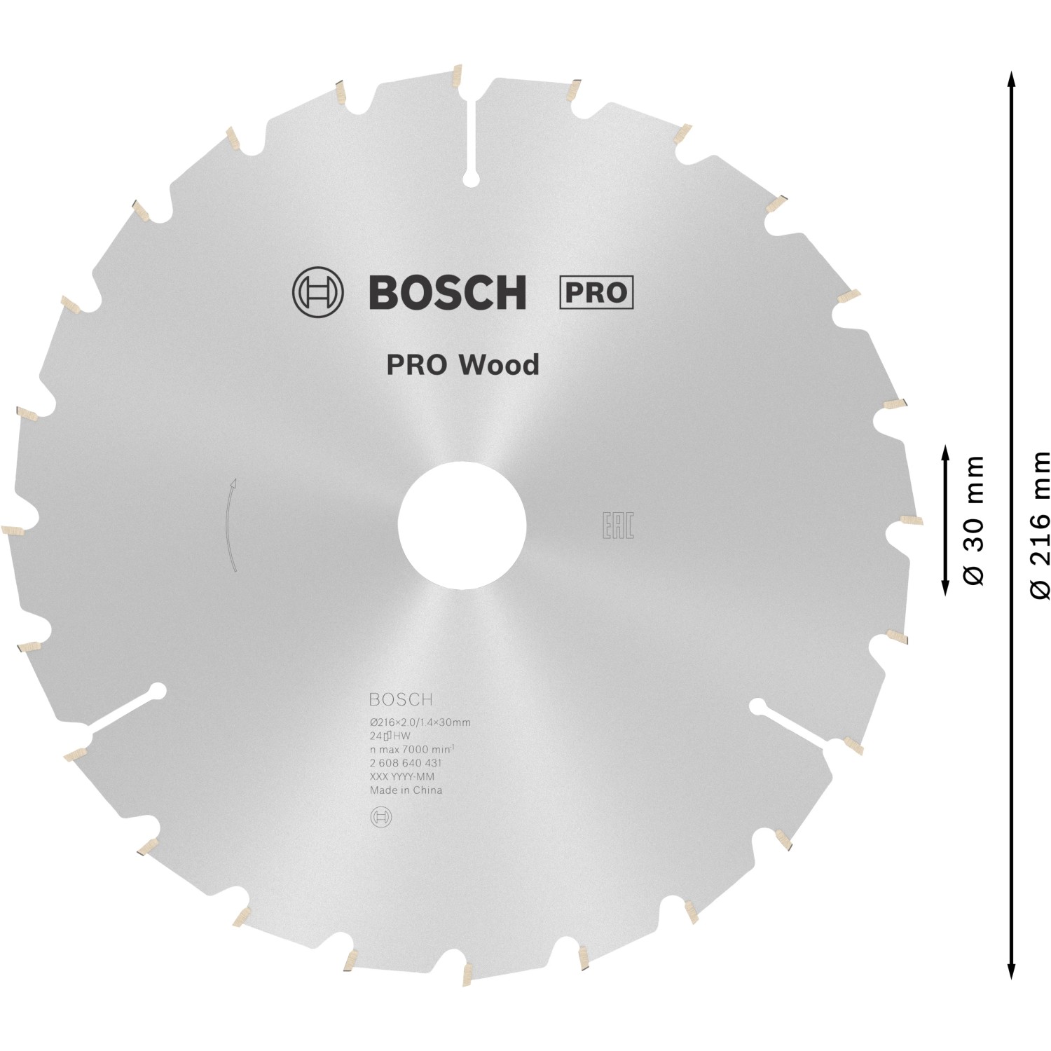 Bosch Kreissägeblatt Optiline Wood, 216 mm Durchmesser, für Kapp- und Gehrungssägen.