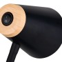 Detailaufnahme: Schwarze Reality LED Stehlampe Pongo mit Holzapplikation und Schalter.