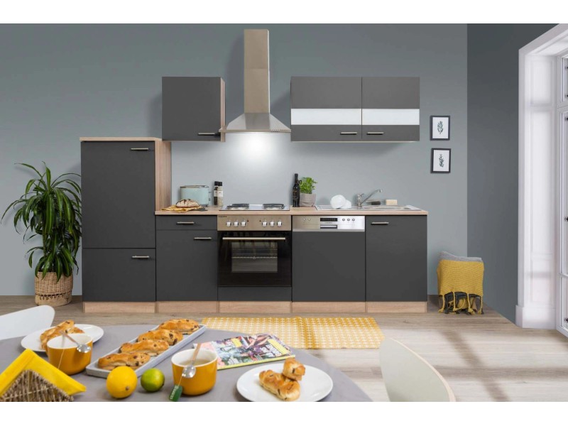 Respekta Küchenzeile ohne E-Geräte LBKB280ESG 280 cm Grau-Eiche Sonoma  Sägerau kaufen bei OBI | Küchenzeilen mit Geräten