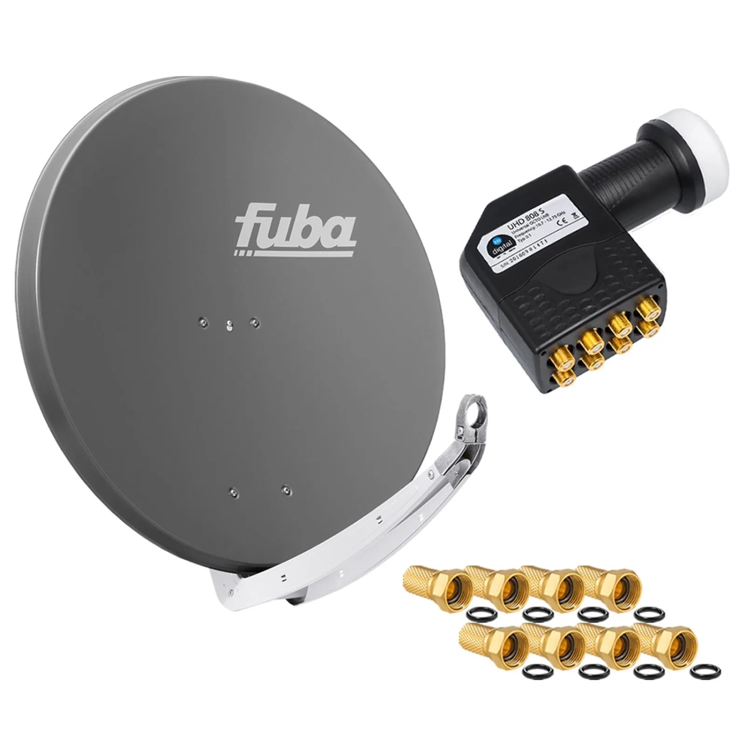 hb-digital Sat Anlage 85cm Fuba DAA 850 Aluminium Anthrazit mit Octo LNB