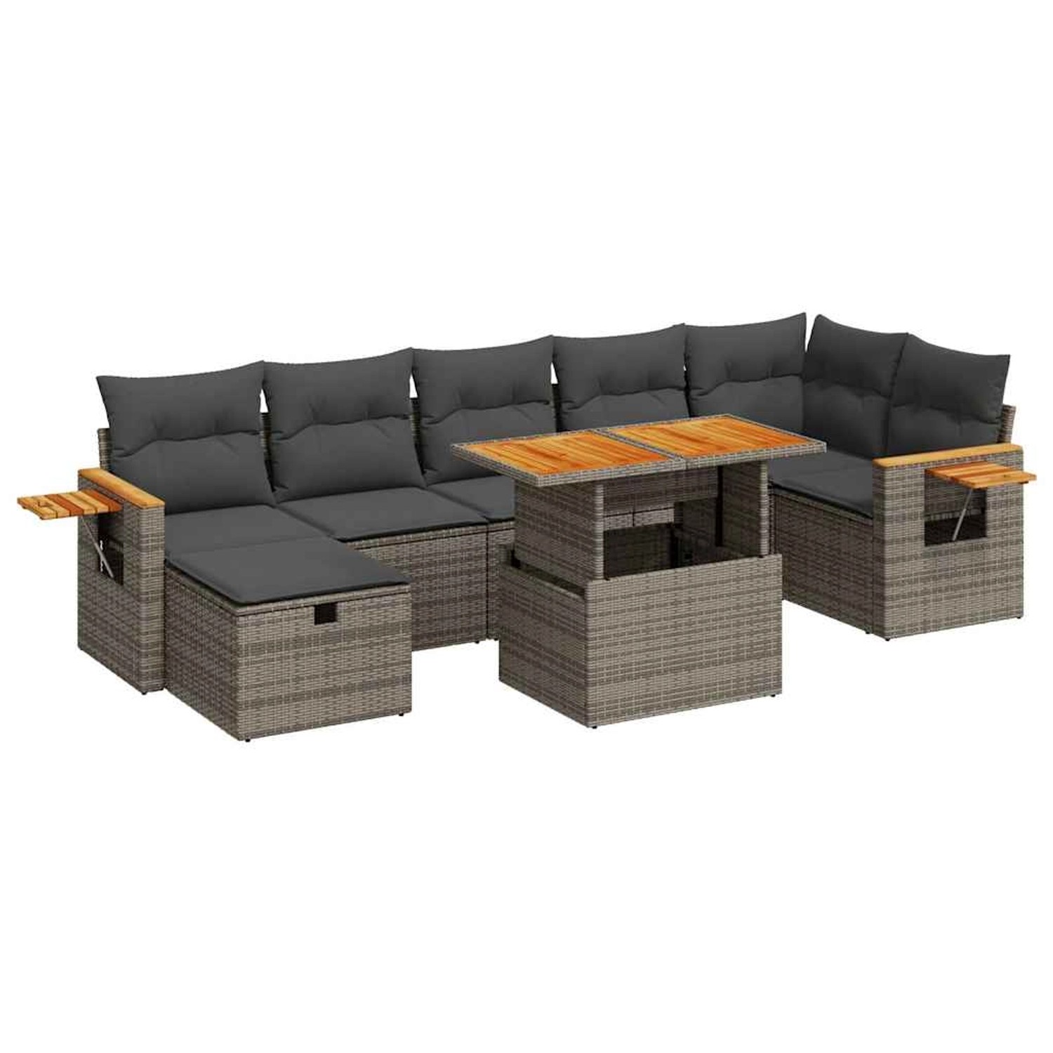 vidaXL 5-Tlg Garten-Sofagarnitur mit Kissen Grau Poly Rattan 3328145 günstig online kaufen