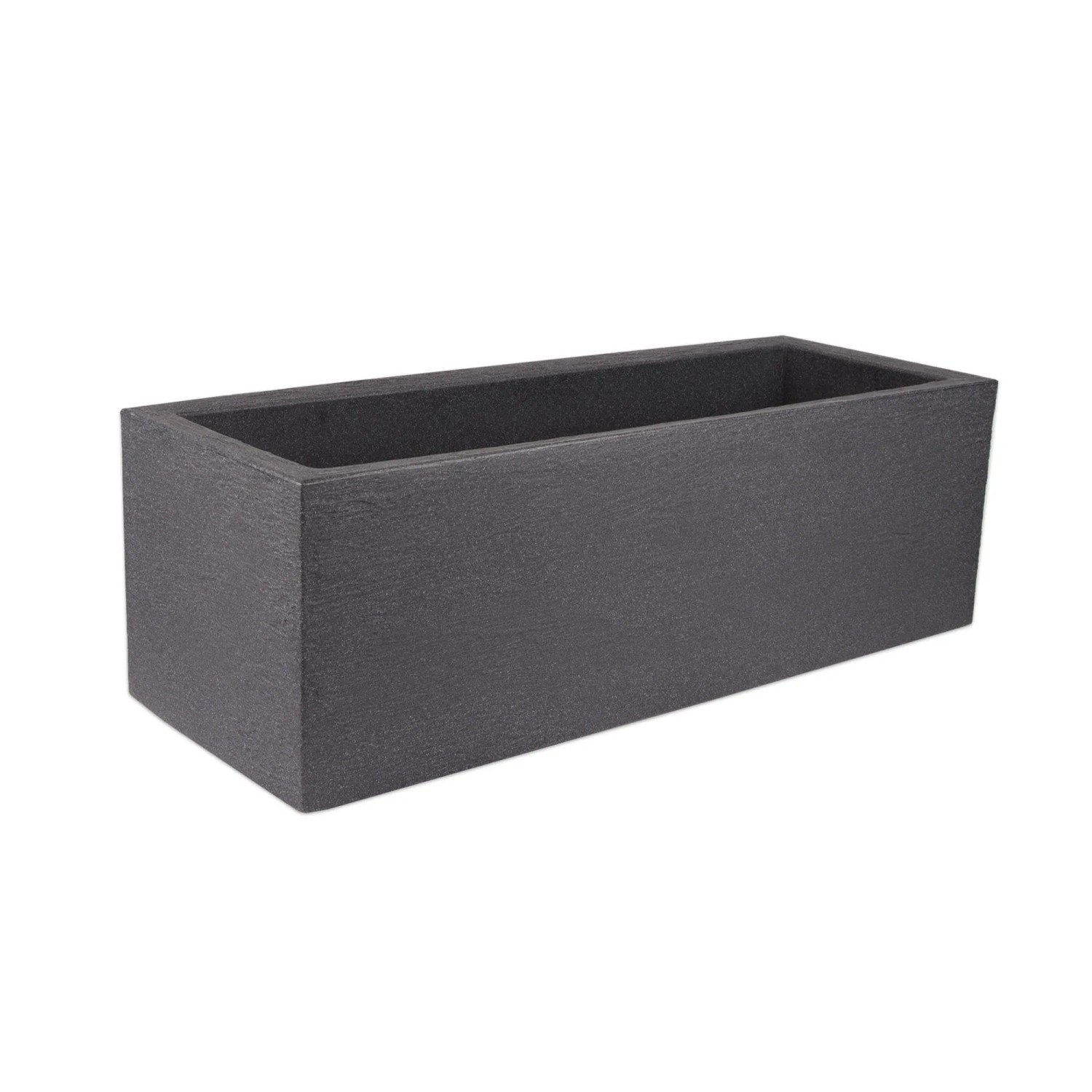 Rechteckiger Pflanzkübel 80x30 cm in Anthrazit mit Granitstein Optik. Frostsicherer Blumenkasten für Garten, Balkon, Terrasse.