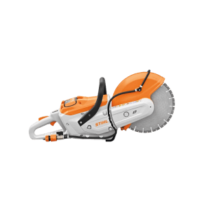 Stihl Akku-Trennschleifer TSA 300 in Orange-Grau mit robuster Trennscheibe. Professionelles Gerät für Bau und Garten.