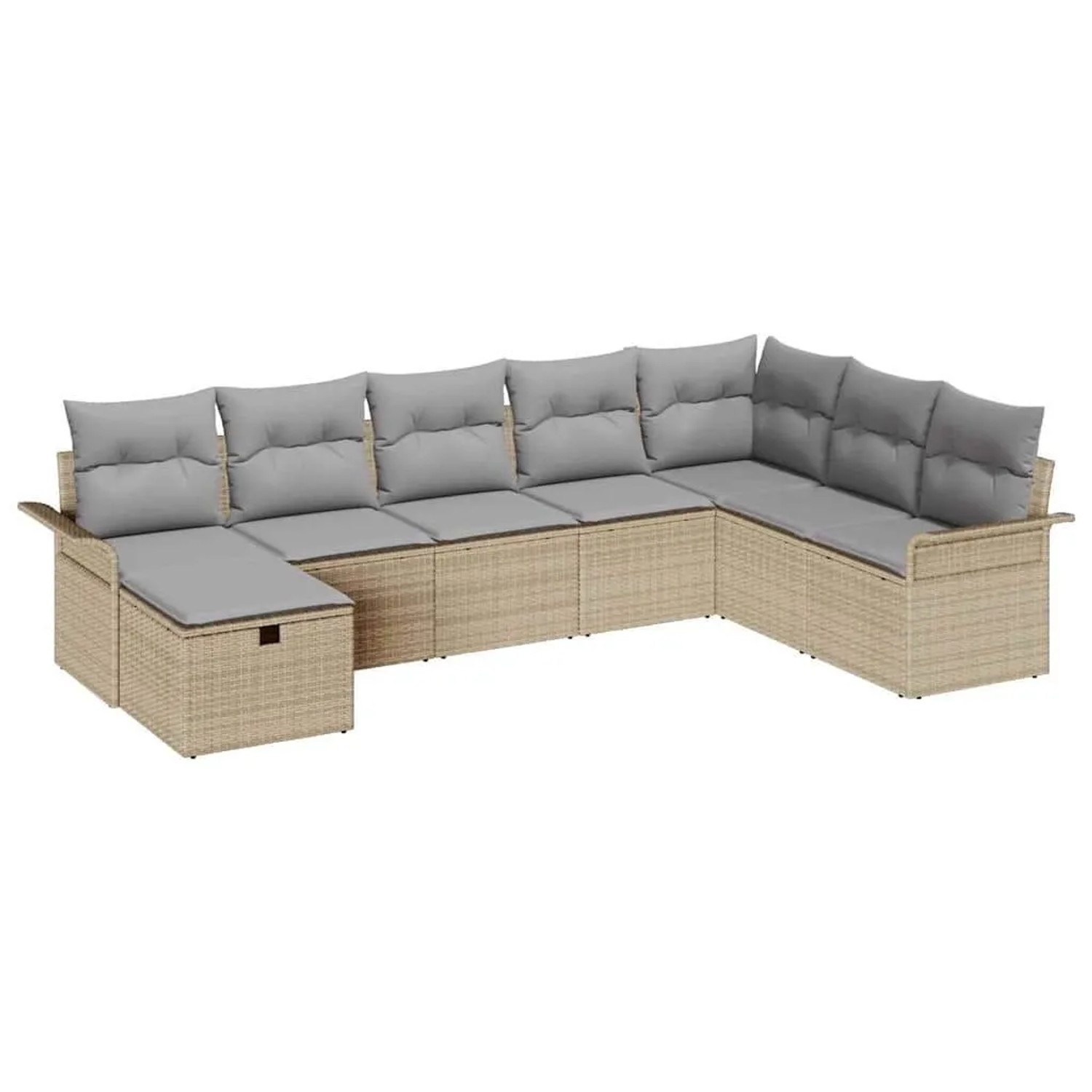 vidaXL Gartensofa-set mit Kissen 8-Tlg Beige und Hellgrau Poly-Rattan 33589 günstig online kaufen