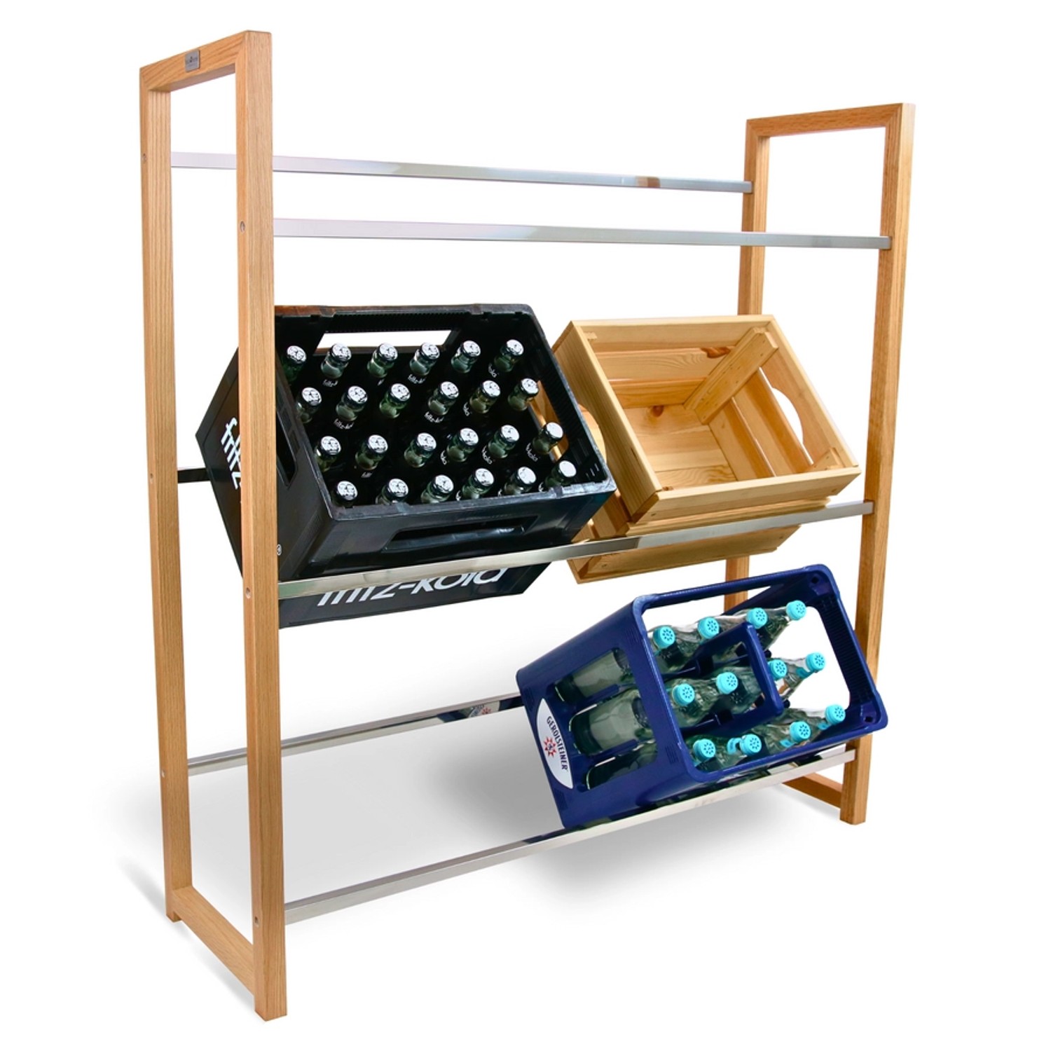 holz4home Getränkekistenregal aus Holz Inklusive Edelstahlablage 6 Kisten S günstig online kaufen
