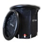 Schwarzes Ice Tub Eisbad, ca. 80cm Durchmesser, mit aufblasbarem Rand und Ablasshahn.