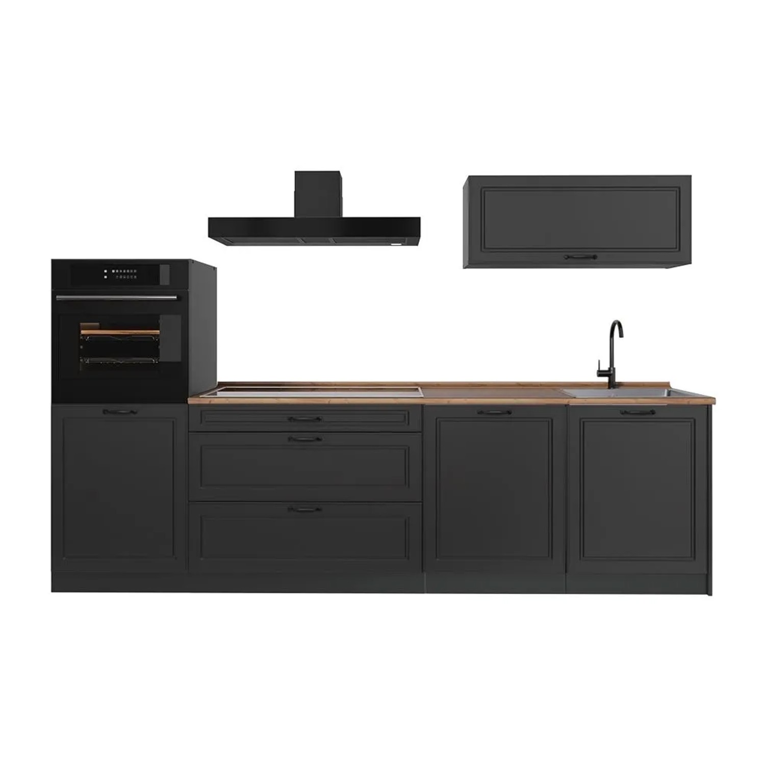 Vicco Küchenzeile R-Line Anthrazit Landhaus/Anthrazit 280 x 143 Arbeitsplatte Goldkraft Eiche Art Nr 67971