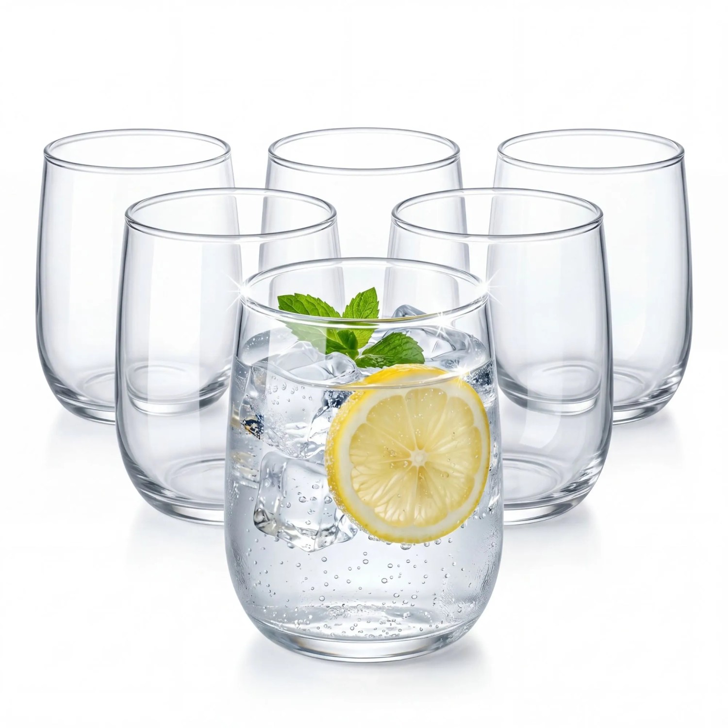 BigDean Gläser Set 6 Stück 320 ml Trinkgläser Wassergläser Cocktailgläser Saftgläser Glas Dessert Spülmaschinenfest Modern