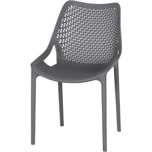 Grauer Siena Garden District Stapelsessel mit offenem, dreieckigem Design.