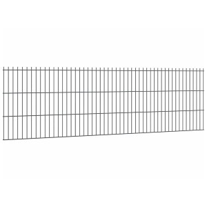 Anthrazitfarbener Doppelstabmattenzaun (6/5/6) mit 63 x 251 cm für die Grundstücksbegrenzung.