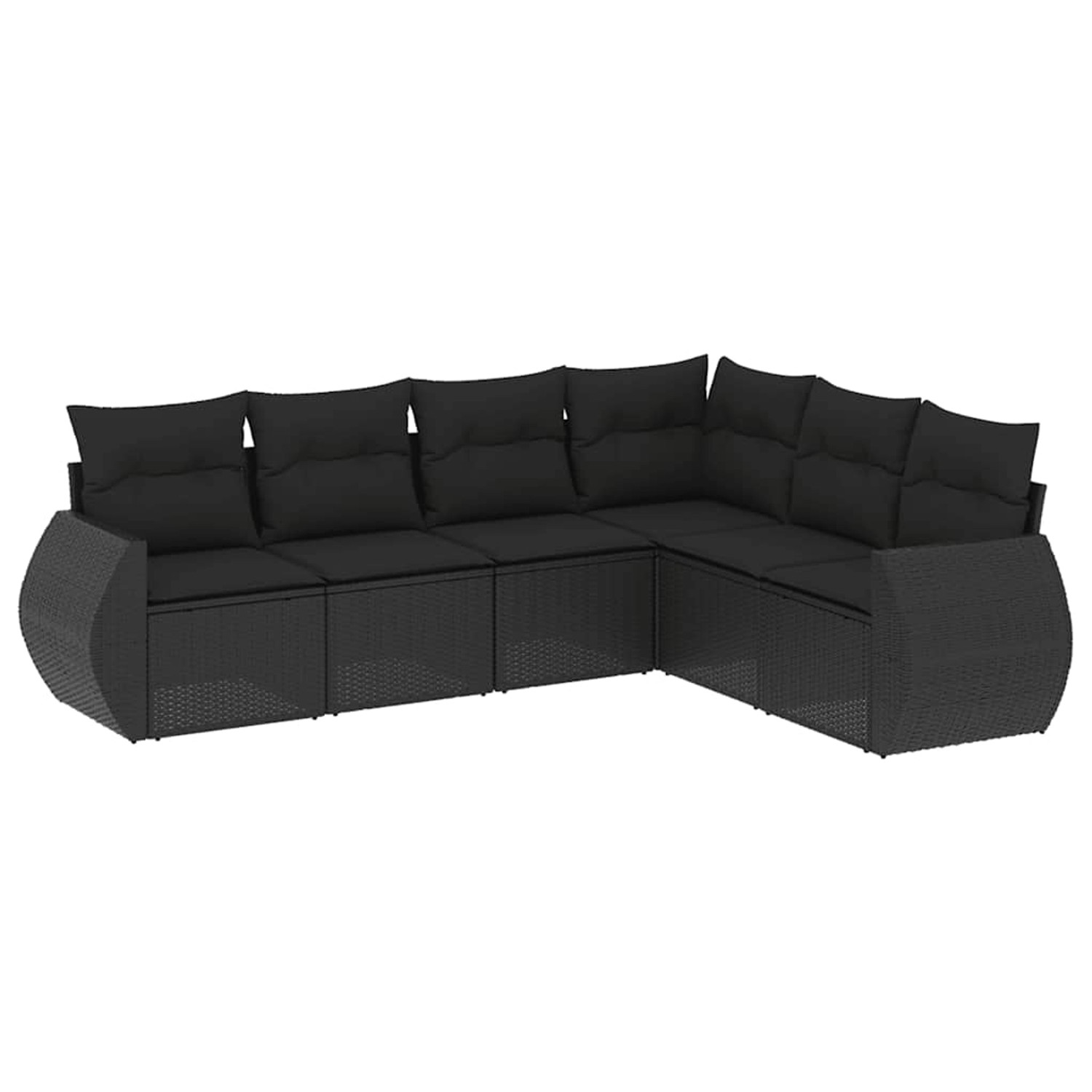 vidaXL 6-Tlg Garten-Sofagarnitur mit Kissen Schwarz Poly Rattan 3253742 günstig online kaufen