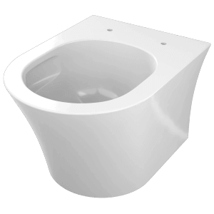 Weißes Domberg Wand-WC-Set DB1001, randlos und kompakt für kleine Bäder.