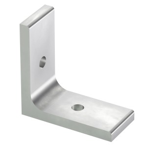 Winkel zur Rahmenprofil-Gullybefestigung für Terrassendielen, silberfarben.