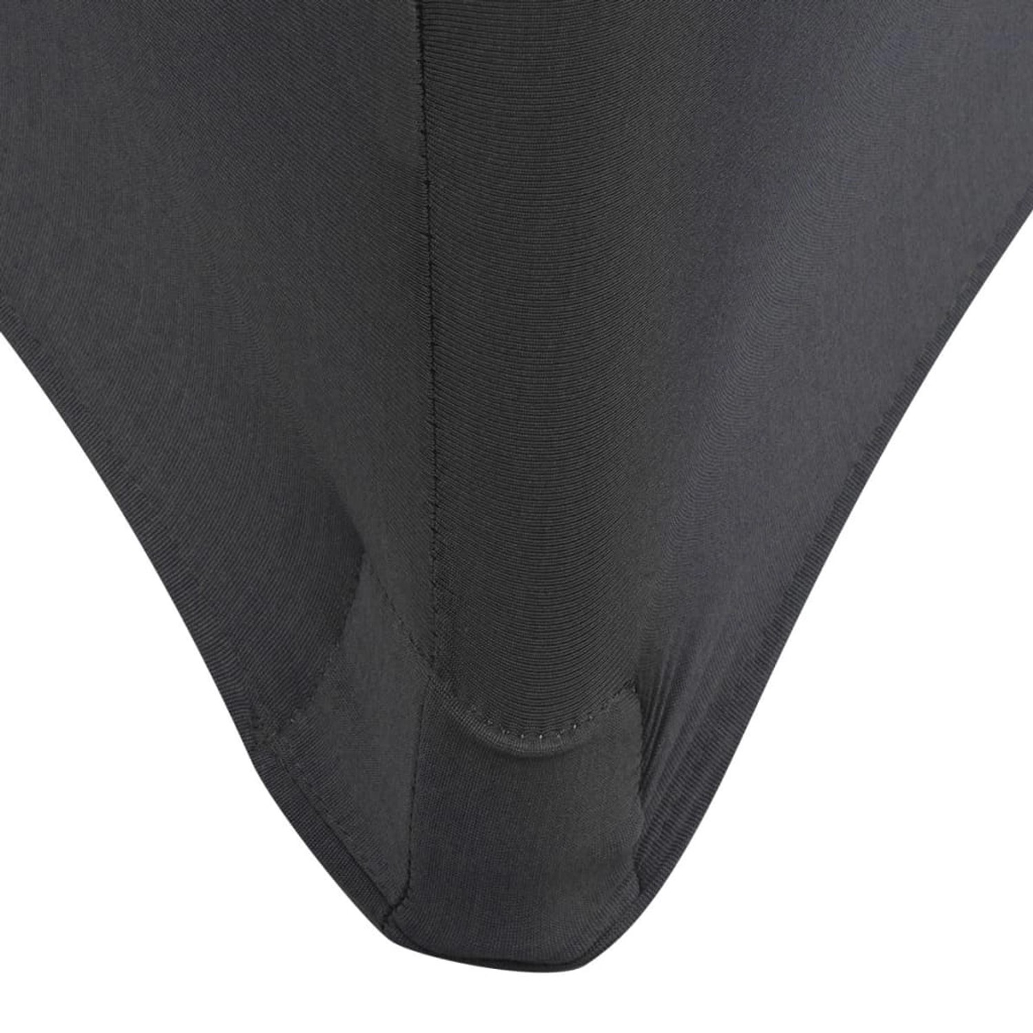 Detailansicht: Anthrazitfarbene Stretch-Tischhusse für Tische 183x76x74 cm, 2er-Set.